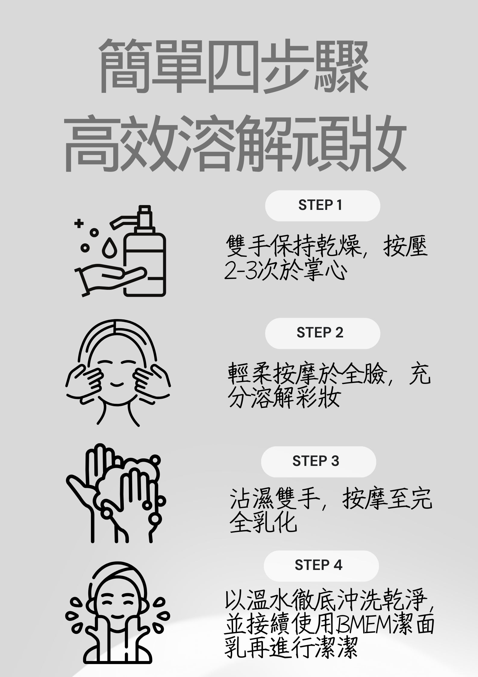 卸妝油使用四步驟